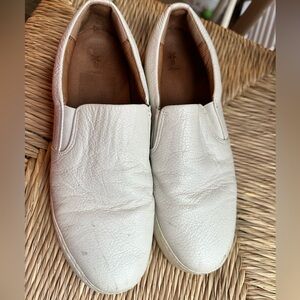 Frye white leather slip on sneakers